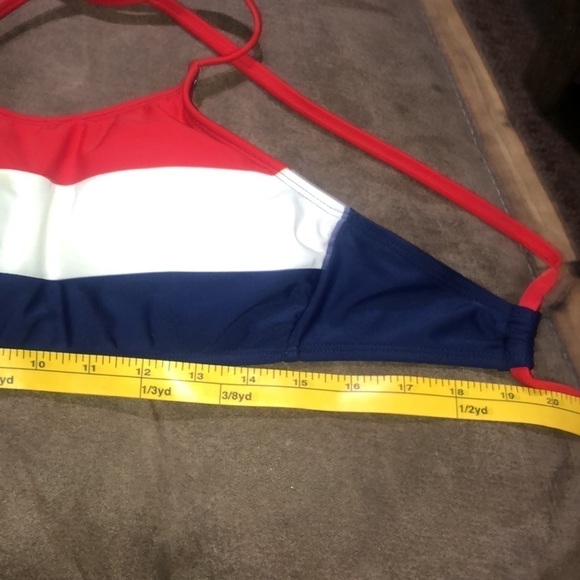 F21 navy blue bikini bottoms with white stars and red white and blue bikini top - Picture 6 of 7